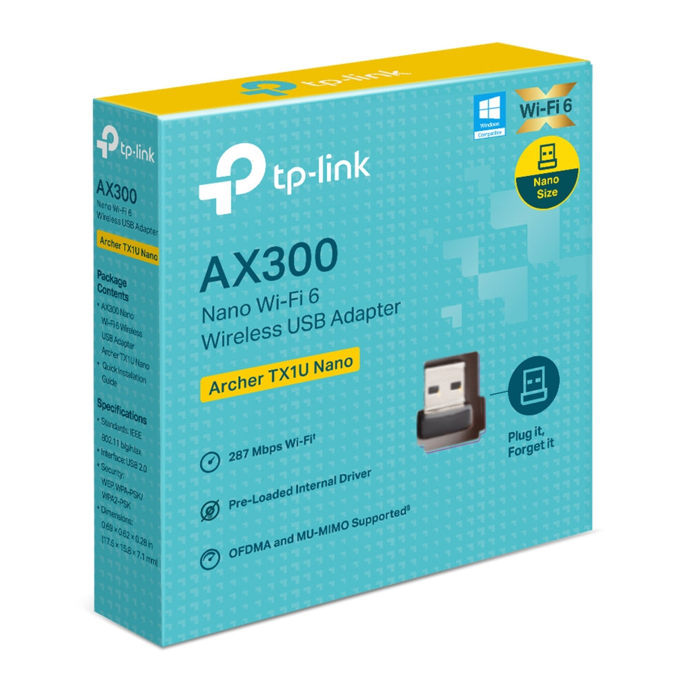 TP-Link AX300 Nano Wi-Fi 6 Wireless USB Adapter - TL-ARCHER TX1U NANO