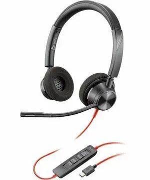 Poly Blackwire 3320 Stereo USB-C Headset +USB-C/A Adapter