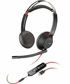 Poly Blackwire 5220 Stereo USB-C Headset +3.5mm Plug +USB-C/A Adapter (Bulk)