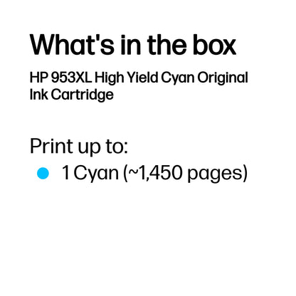 HP 953XL High Yield Cyan Original Ink Cartridge